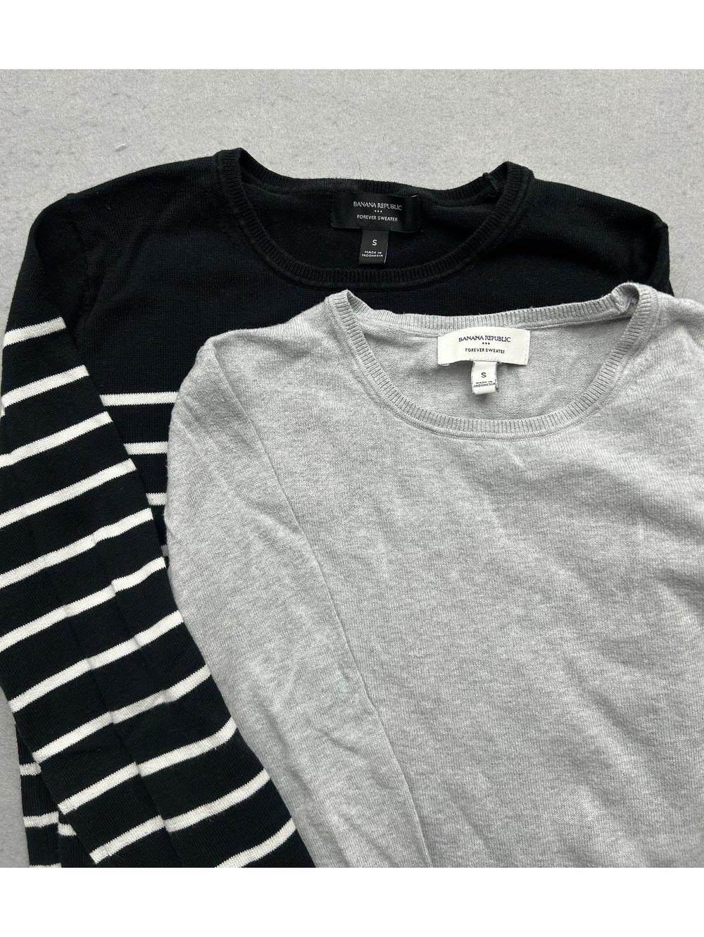 2 Banana Republic Forever Sweaters Black & White Stripe & Gray Women Size S